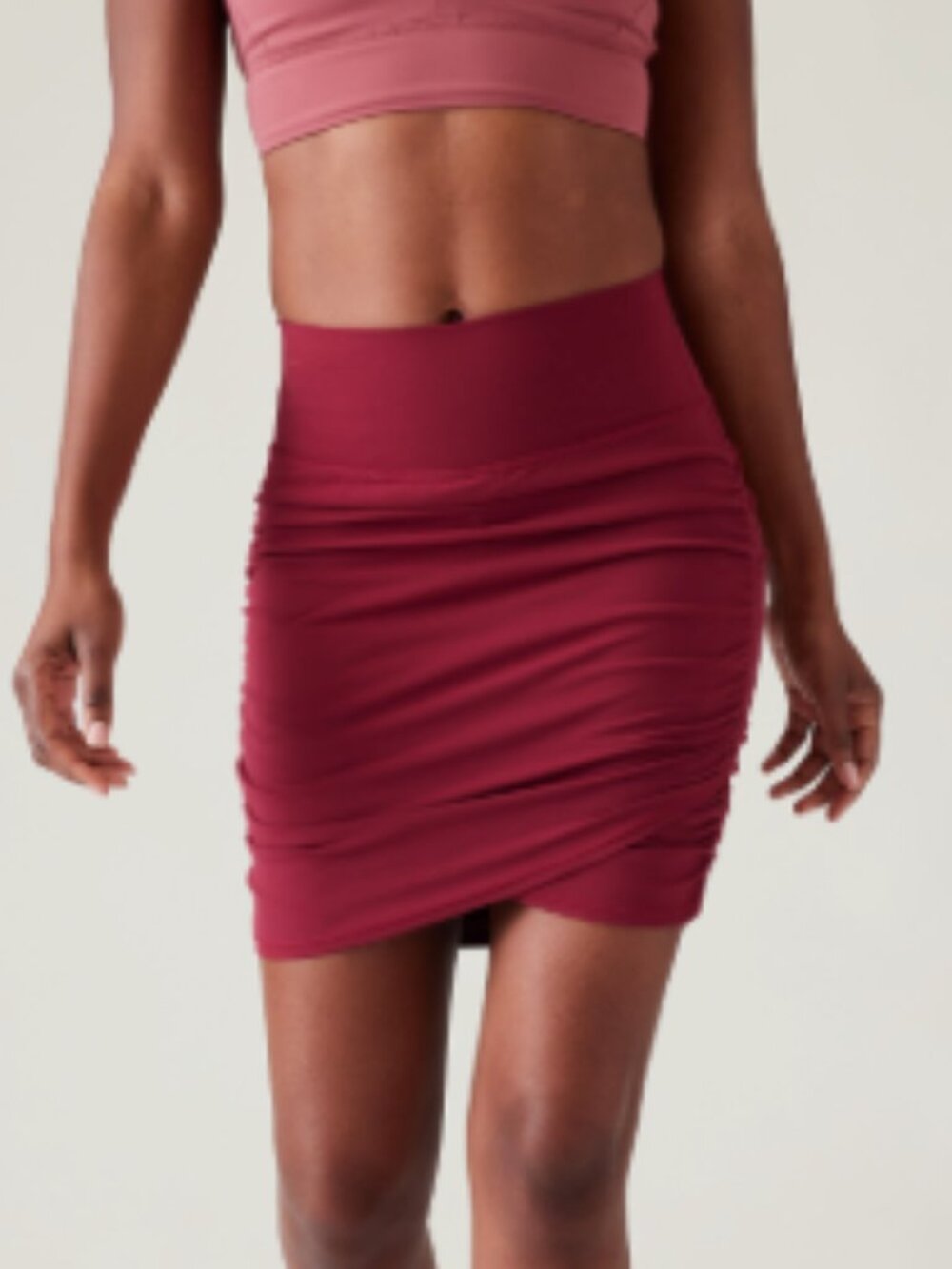 Athleta Transcend Ruched Skort Size S Small Berry Burgundy Pockets Summer SU23 - Picture 2 of 14